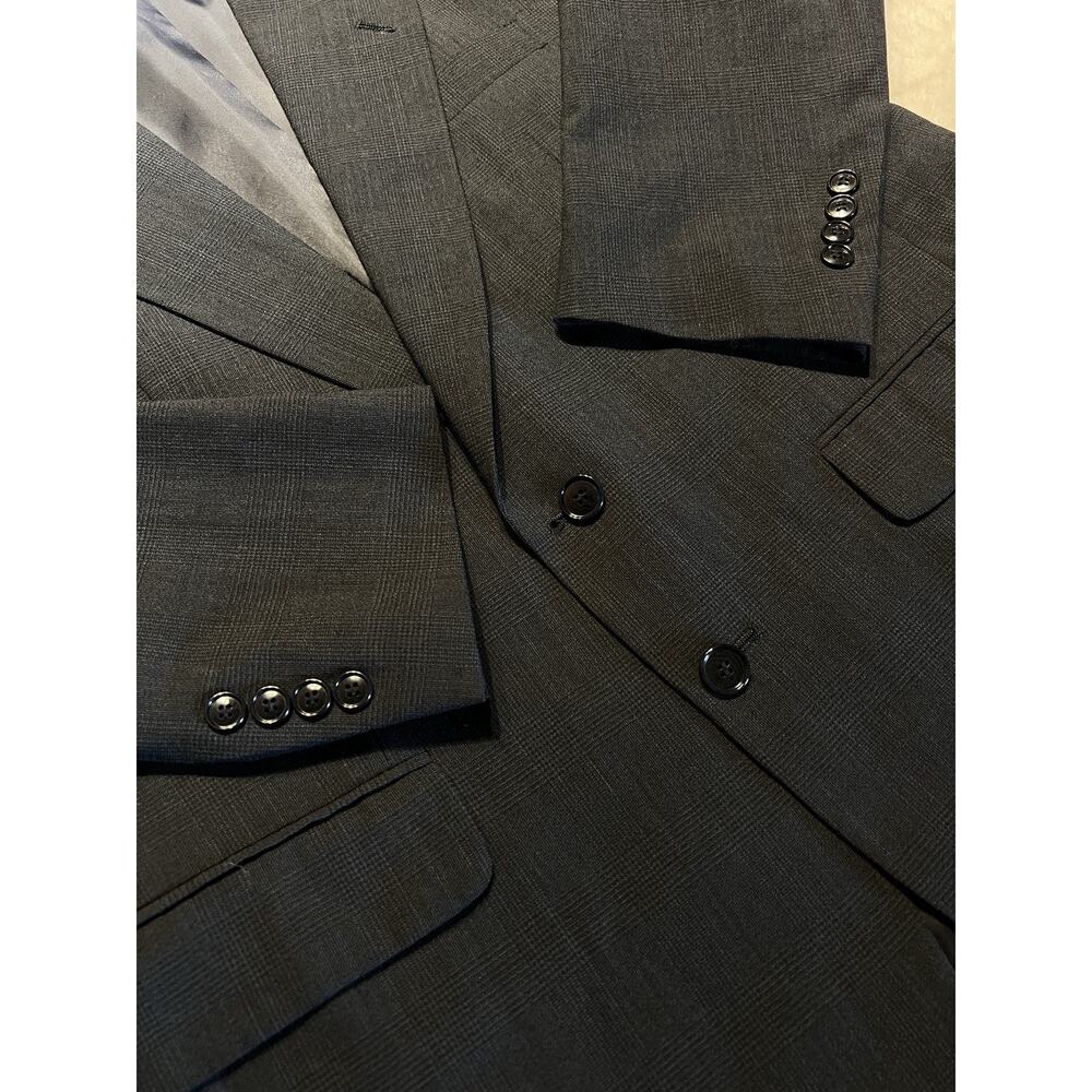 Versini Mens 40S 34x28 Midnight Navy Blue Tonal Glen Plaid Suit Twist Tech - Picture 9 of 16